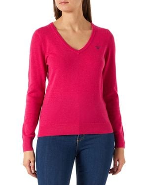 GANT MD. Extrafine Lambswool V-Neck Pullover - Rot