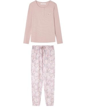 Women'secret Pijama de ga Pantalón Largo Colección Daily Rose - Rosa
