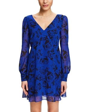 esprit blaues kleid mit spitze