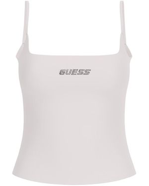 Guess Top femme V5gp22 J1314 Hortensia crème mixte coton - Blanc