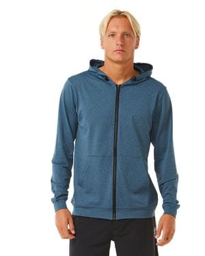 Rip Curl Stack UPF 50 Long Sleeve Zip-up Hooded Rashguard Rash-Guard-Shirt - Blau