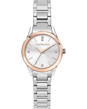 Trussardi Orologio Analogico al Quarzo Adulti con Cinturino in Acciaio Inossidabile R2453151519 - Metallizzato