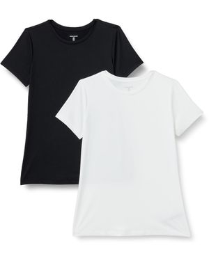 Amazon Essentials T-Shirt Girocollo a iche Corte Elasticizzata Tecnica Donna - Nero