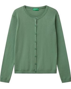 Benetton Maglia Coreana M/L 1091D5558 Maglione Cardigan - Verde