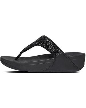 Fitflop Fit Flop Lulu Shimmerfoil Toe-thong Sandals In Black