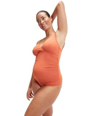Speedo V-neck Maternity U-back Swimsuit In Orange