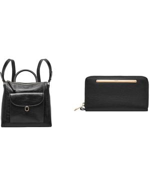 Fossil Parker Sac en cuir noir et portefeuille Liza