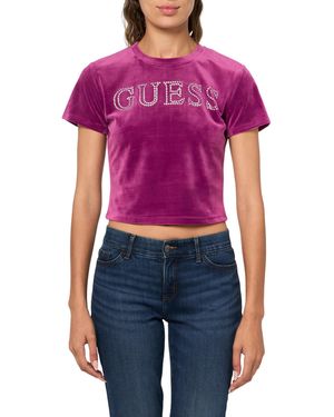 Guess Maglietta da donna a maniche corte Couture Regular - Blu