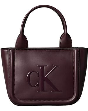 Calvin Klein Donna Borsa Tote Bag Bold Small With Strap con Logo - Viola