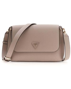 Guess Schultertasche Umhängetasche Meridian II Flap Crossbody Bag Dark Taupe - Schwarz