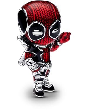 PANDORA Marvel Dije con diseño de Deadpool en plata de ley con esmalte rojo y negro - Blanco