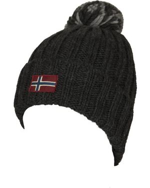 Napapijri Bonnet avec Revers et Pompon Article NCNCNP0A4FRZ SEMIURY W 2 fabriqué en Italie - Noir