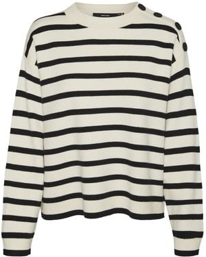Vero Moda Vmsaba LS O-Neck Button Pullover Ga Noos Maglione - Nero