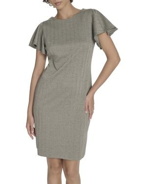 Tommy Hilfiger Flutter Sleeve High Neck Sheath Mini Dress Kleid - Grau
