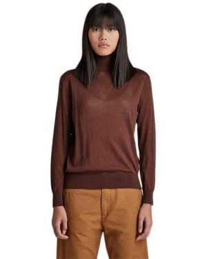 G-Star Core Roll Neck Knit Maglione - Marrone
