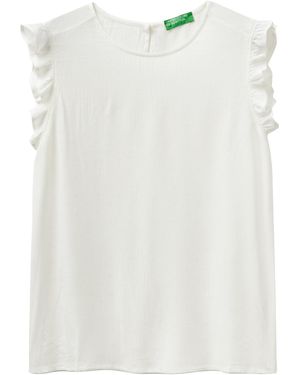 Benetton Top 5M8FDQ04H Canottiera - Bianco