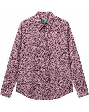 Benetton Camicia 5q6sdq0ay Hemd - Lila