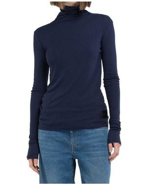 Replay Langarmshirt mit Rollkragen - Blau