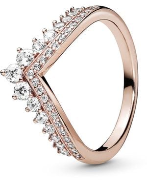 PANDORA Anello Princess Wishbone placcato in oro rosa 14 carati con zirconi cubici trasparenti - Multicolore