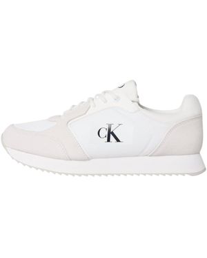 Calvin Klein 's Retro Sock Lace-up Runner Trainers With Logo - Black