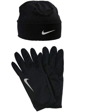 Nike Run Dry Hat En Glove Handschoenen En Muts Set - Zwart