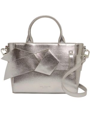 Ted Baker Jimisie Metallic Knot Bow Mini Tote Bag - Grey