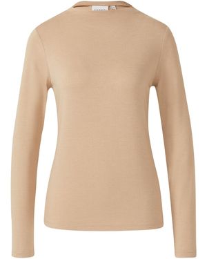 Comma, Langarmshirt mit angedeutetem Kragen Sandfarben 38 - Natur