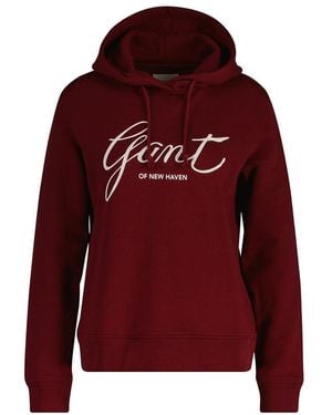 GANT Reg Script Hoodie Hooded Sweatshirt - Red