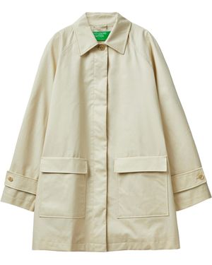 Benetton Jacket 2szxdn02z Trench Coat - Natural