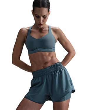 Nike One Dri-fit 2-in-1-short Met Middelhoge Tailleband Voor - Blauw