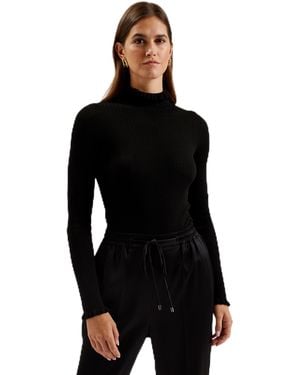 Ted Baker S Wmk-janittt-rib Funnel Neck Frill Jumper Jumper - Black