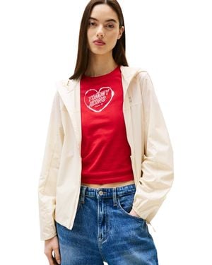 Tommy Hilfiger Windbreaker Jacke Outdoor Shell mit Kapuze - Rot
