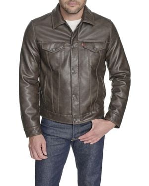 Levi's Faux Leather Classic Trucker Jacket - Gray