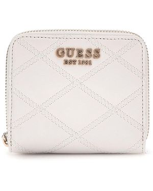 Guess Tamsin Small Zip Around Wallet S Cream White - Metallic