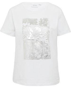 Comma, T-Shirt mit schimmerndem Artwork weiß 36