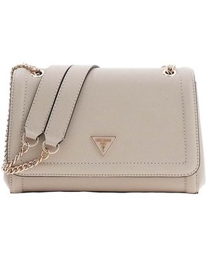 Guess Schultertasche Umhängetasche Noelle II Convertible Xbody Flap Bag Taupe - Mettallic