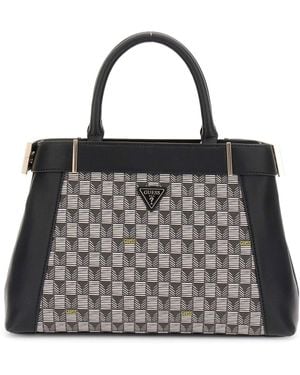 Guess G Wave Ii Satchel Bag Black Logo - Zwart