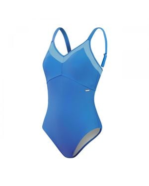 Speedo Shaping Mesh Detail Swimsuit In Blue