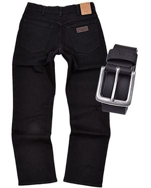 Wrangler Texas Stretch Jeans Regular Fit inkl. Gürtel - Blau