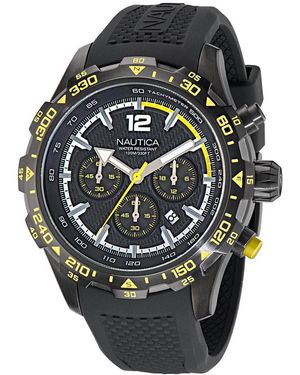 Nautica Montre pour homme avec bracelet en silicone noir - Gris