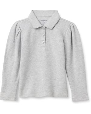 Amazon Essentials Polo de Uniforme de ga Larga de Piqué Niña - Gris