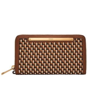 Fossil Zip Around Clutch Liza für Polyurethan - Braun
