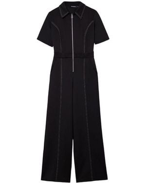Desigual Knit Overall Pants Black - White