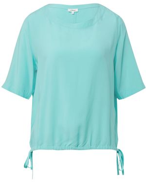 S.oliver Gemusterte Shirt-Bluse mit verstellbarem Saum türkis 42 - Blau