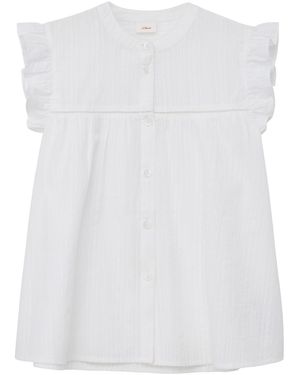 S.oliver Bluse mit kurzen Volantärmeln - Weiß