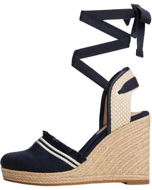 Tommy Hilfiger Espadrilles Compensées Fringe Canvas à Talon Compensé - Bleu