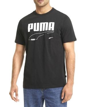 PUMA T-shirt d contract manches courtes et col rond pour homme Noir