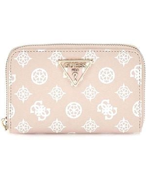 Guess Laurel Zip Around Wallet M Sand Logo - Natural