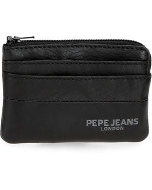 Pepe Jeans Ithaca Wallet With Card Holder Black 11x7x1.5cm Leather By Joumma Bags