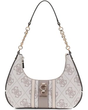 Guess Schultertasche Erenia Top Zip Shoulder Bag Dark Taupe Logo - Mettallic